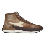 Leren sneakers met contrasterende inzetstukken Diadora , Brown , Heren