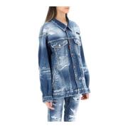 Oversized Spijkerjasje in Vernietigde Denim Dsquared2 , Blue , Dames