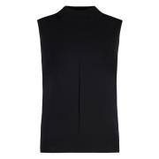 Geribbelde Gebreide Mock Turtleneck Vest Calvin Klein , Black , Dames