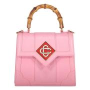 Bamboe Handvat Leren Handtas Casablanca , Pink , Dames