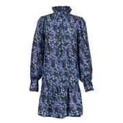 Gedrukte zijden mini-jurk Karl Lagerfeld , Blue , Dames