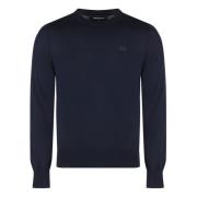 Geribbelde Wol Crew-Neck Sweater Dsquared2 , Blue , Heren