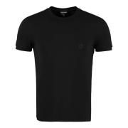 Geborduurde Viscose Crew-Neck T-Shirt Giorgio Armani , Black , Heren