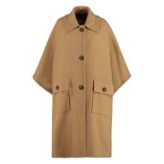 Wollen cape met klepzakken Pinko , Brown , Dames