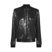 Rhinestone Bomber Jacket John Richmond , Black , Dames