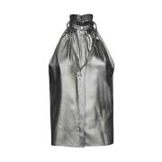 Mouwloze zijden blouse met metallic effect John Richmond , Gray , Dame...