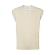 Gebreid Vest met Logo Intarsia Les Deux , Beige , Heren