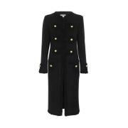 Versierde Knoop Lange Jas Moschino , Black , Dames