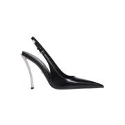 Metallic Heel Slingback Pumps Versace , Black , Dames