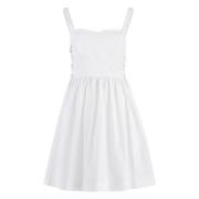 Katoenen Mini Jurk met Vetersluiting Pinko , White , Dames