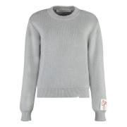 Versleten Katoenen Crew-Neck Sweater Golden Goose , Gray , Dames