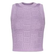 Opengebreide Viscose Top Balmain , Purple , Dames