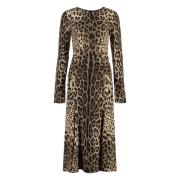 Leopard Print Cady Jurk Dolce & Gabbana , Multicolor , Dames