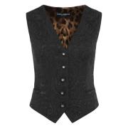 Stijlvolle Gilet voor Mannen Dolce & Gabbana , Black , Dames