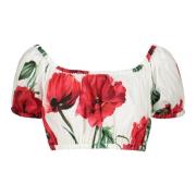 Bloemen katoenen crop top Dolce & Gabbana , Multicolor , Dames