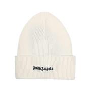 Gebreide Wol Beanie Muts Palm Angels , White , Heren