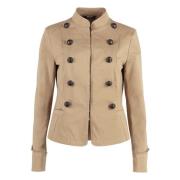 Katoenen Jas met Raffelige Details Bazar Deluxe , Beige , Dames