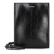 Croco-print leren crossbody tas Jil Sander , Black , Dames