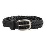 Houston Geweven Leren Riem Golden Goose , Black , Dames