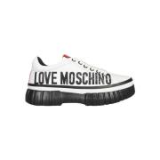 Contrasterende Low-Top Sneakers Love Moschino , White , Dames