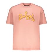 Logo Print Katoenen T-shirt Palm Angels , Pink , Heren