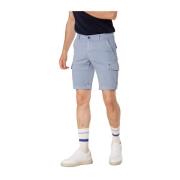 Slim Cargo Bermuda in Stretch Satijn Mason's , Blue , Heren