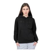 Zwarte hoodie met geborduurd logo Champion , Black , Dames