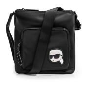 Heren Iconische Zwarte Nylon Tas Karl Lagerfeld , Black , Heren