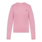 Sweatshirt met Logo Patch Maison Kitsuné , Pink , Dames