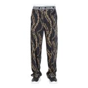 Zwarte Fluwelen Sportbroek met Chromo Couture Print Versace Jeans Cout...