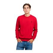 Heren Trui Rood Ronde Hals U.s. Polo Assn. , Red , Heren