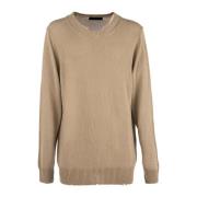 Katoenen Crewneck Sweater Beige Outlet Liu Jo , Beige , Heren