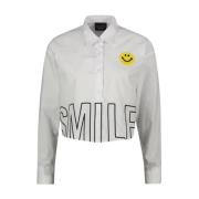 Witte Shirt met Smiley Logo Joshua Sanders , White , Dames