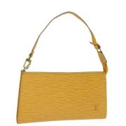 Pre-owned Leather clutches Louis Vuitton Vintage , Yellow , Dames