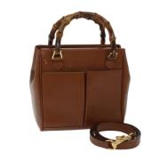 Pre-owned Leather handbags Gucci Vintage , Brown , Dames