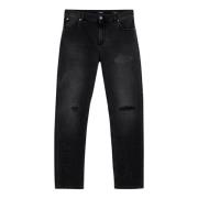 Regular Fit Denim Jeans Balmain , Black , Heren