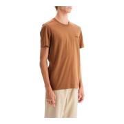 Geborduurde Crewneck T-shirt Ermenegildo Zegna , Brown , Heren