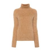 Kameelwol Turtle-Neck Sweater Sportmax , Brown , Dames