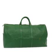 Pre-owned Leather travel-bags Louis Vuitton Vintage , Green , Dames