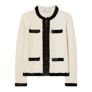 Paillet Decoratie Witte Trui Tory Burch , White , Dames