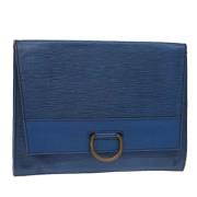 Pre-owned Leather clutches Louis Vuitton Vintage , Blue , Dames