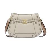 Geometrische Hobo Schoudertas Ivoor Pollini , Beige , Dames