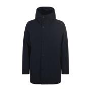 Blauwe Parka Jas met Capuchon RRD , Blue , Heren