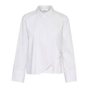 Geplooide Zijden Blouse Bright White Karen by Simonsen , White , Dames