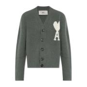 Cardigan met logo Ami Paris , Green , Dames