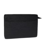 Pre-owned Leather clutches Louis Vuitton Vintage , Black , Dames