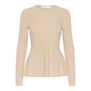 Peplum Sweater Gebreid Haze Melange InWear , Beige , Dames