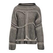 Zwarte Highneck Pullover Trui met Patroon Soaked in Luxury , Black , D...