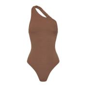 Asymmetrische Queen Bee Badpak Undress Code , Brown , Dames