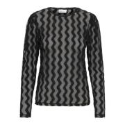 Mesh Blouse Lange Mouw Meteoriet Patroon Karen by Simonsen , Black , D...